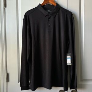 NWT Ben Hogan Performance LS Polo Golf Shirt Black / Gray Men’s XL